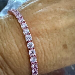 Pink rhodium over Sterling Silver and Cubic Zirconia Tennis Bracelet